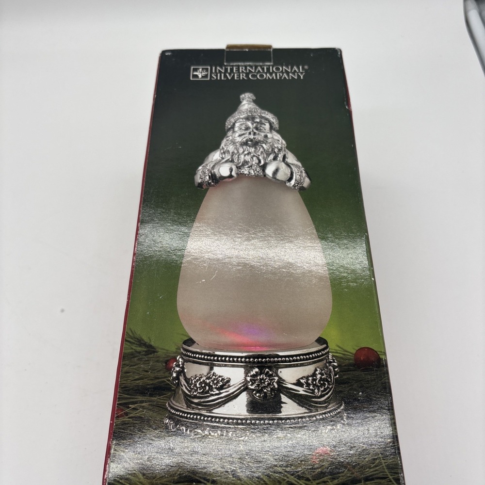 International Silver Company Santa Frosted Glass Mini Lamp 10" Tested Working